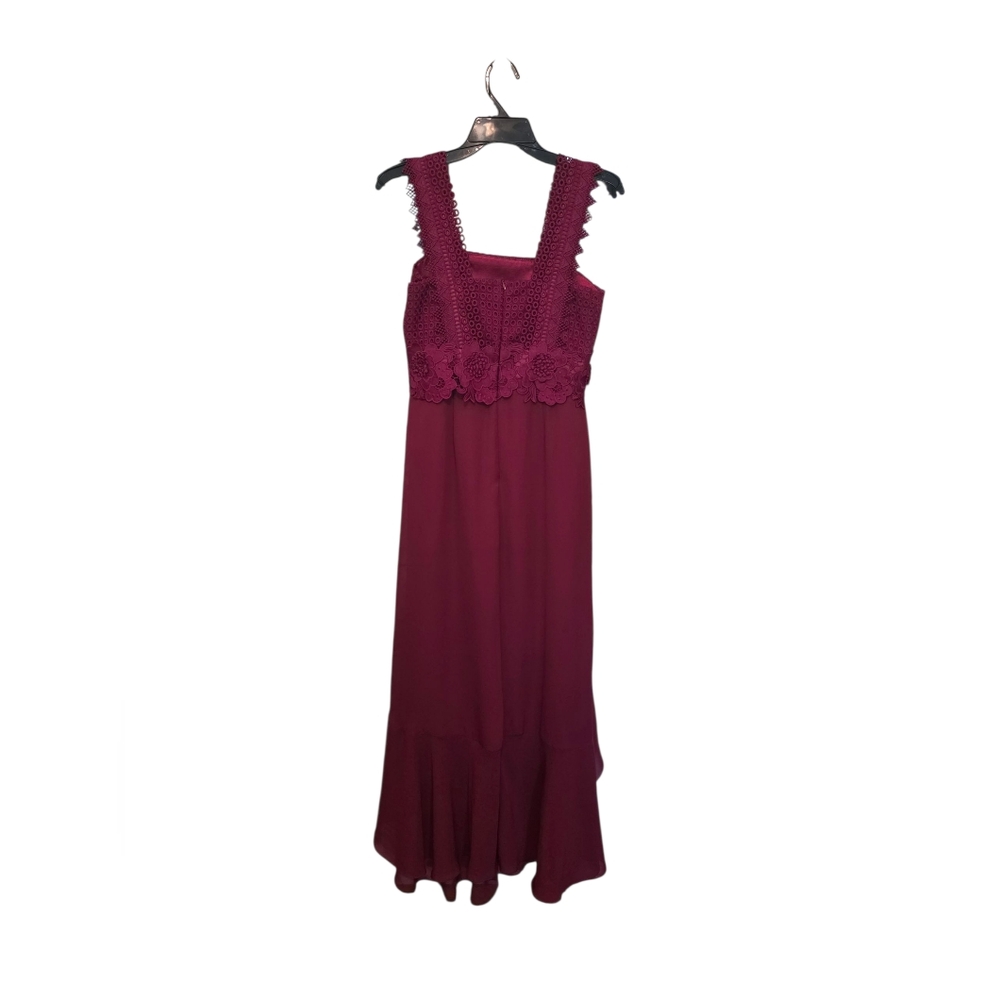UnitedWood Jodie High/Low Cocktail Dress Floral lace Detail Bordeaux Red Size 6 - Picture 6 of 11